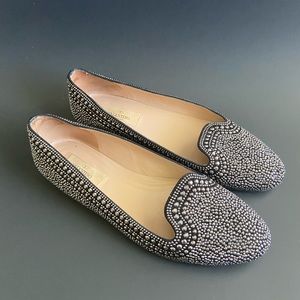 Valentino Studded Black and Silver Flats